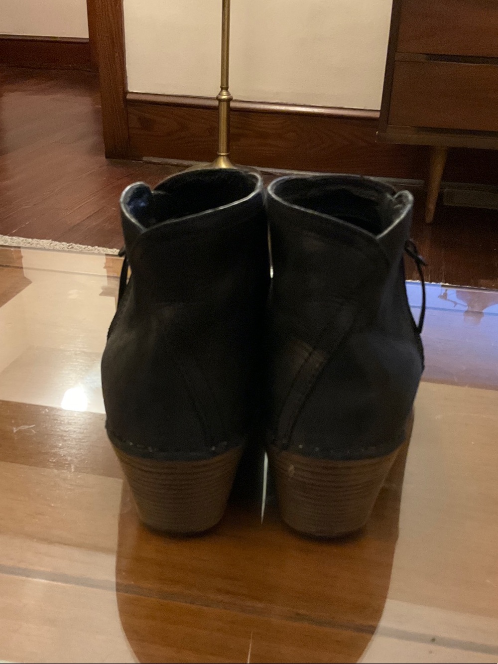 Dansko Black Suede Ankle Booties with Side Zip - Picture 5 of 7